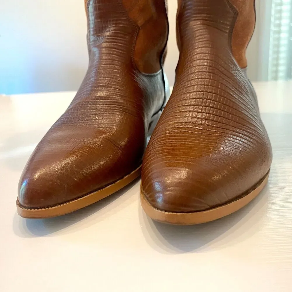 Women's Two-Tone Brown Western Ankle Boots